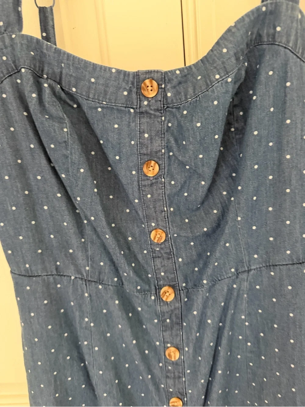 Market & Spruce Blue Polka-Dot Button-Front Midi Dress - Picture 2 of 9